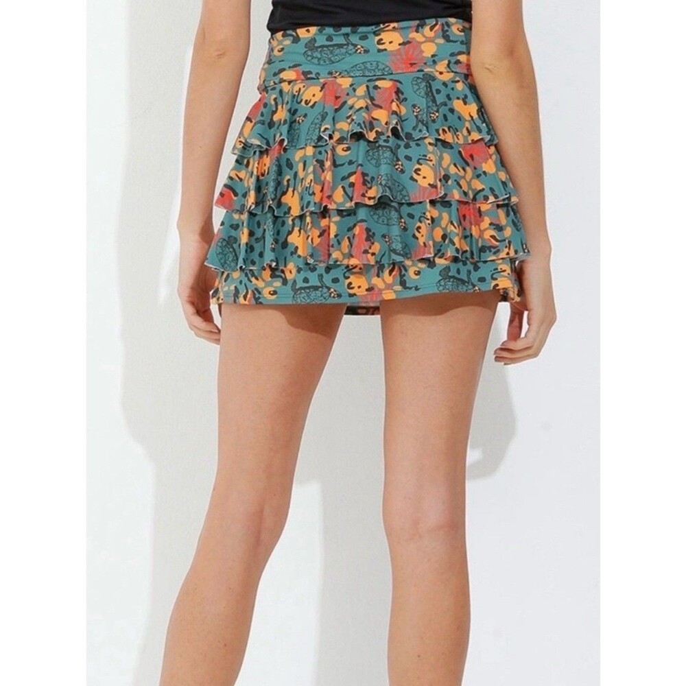 Dona Jo Shakira Ruffle Pickleball Tennis Skirt Skort Animal Print 2 Large x14